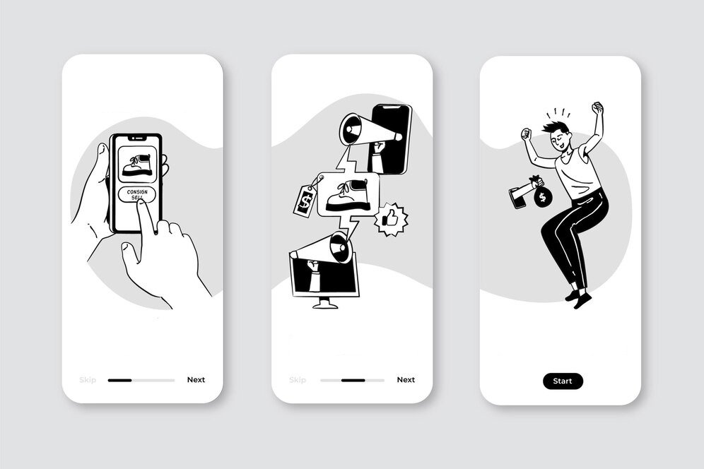 hand drawn colorless apps flat design_23 214880717 1